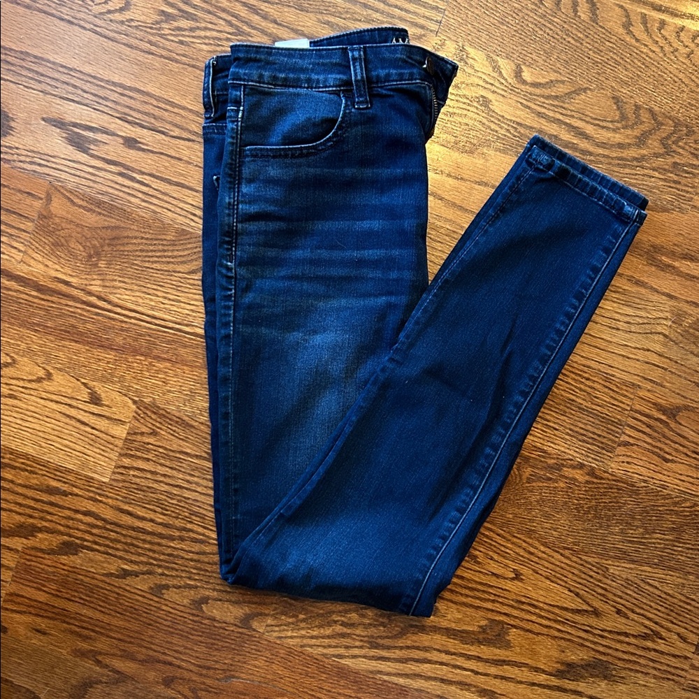 American Eagle Highest Rise Dark Blue Skinny Jegging, Super Stretch X, Size 8 - Picture 8 of 8